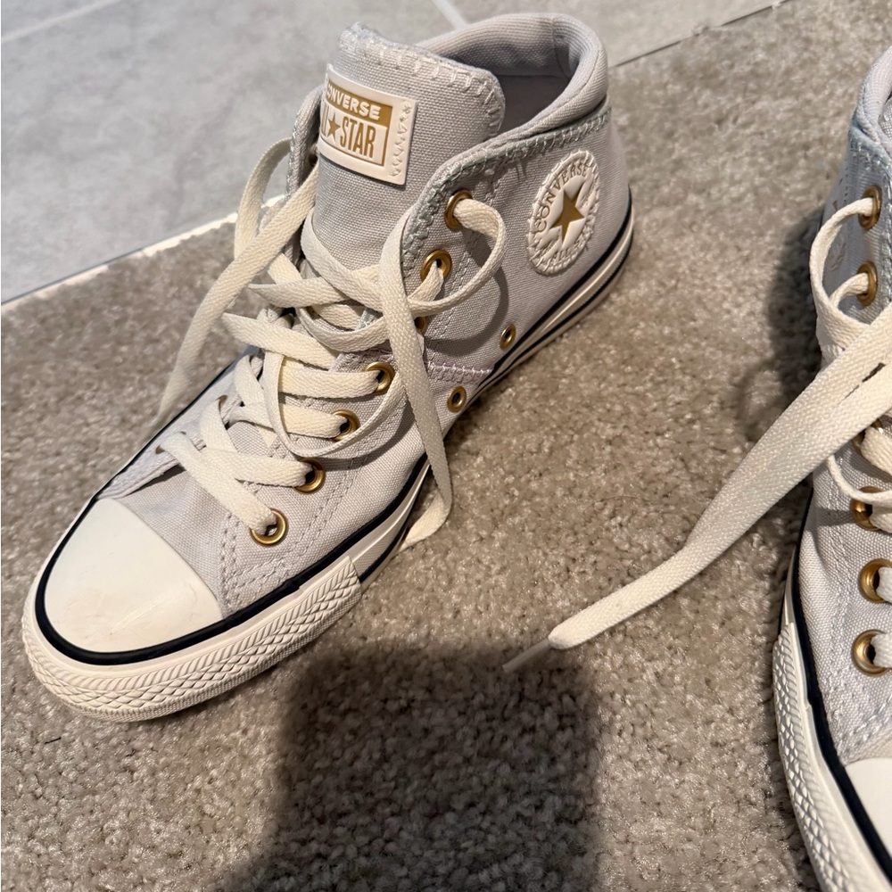 Converse Mid-Tops with Gold Accents - Picture 2 of 9